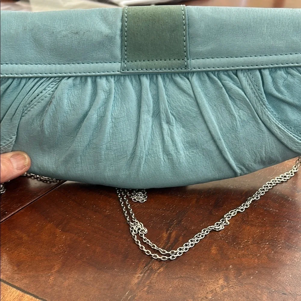 Naturalizer Blue Clutch with Buckle and Chain Strap